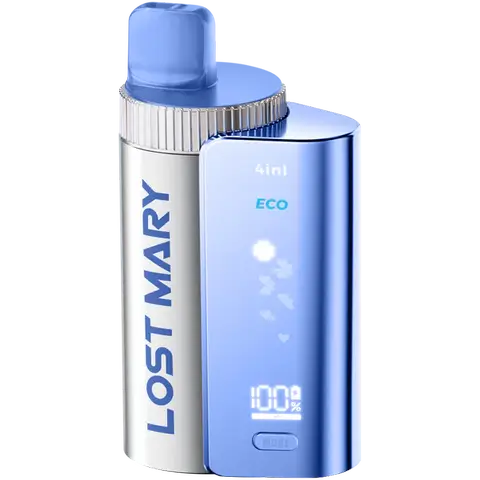 lost mary 4 in 1 prefilled pod vape kit blue sour raspberry on clear background