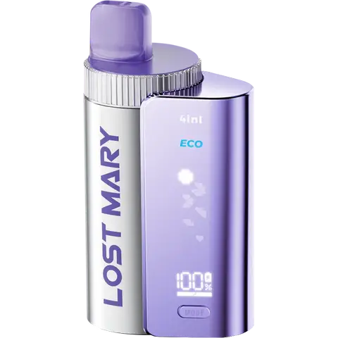 lost mary 4 in 1 prefilled pod vape kit grape on clear background