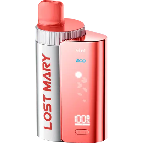 lost mary 4 in 1 prefilled pod vape kit strawberry ice on clear background