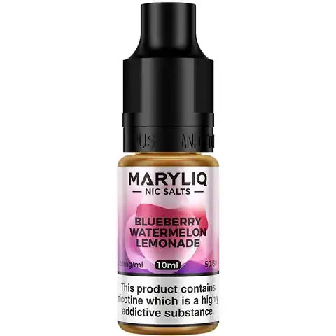 Lost Mary MaryLiq Blueberry Watermelon Lemonade Nic Salt E-Liquids on white background.