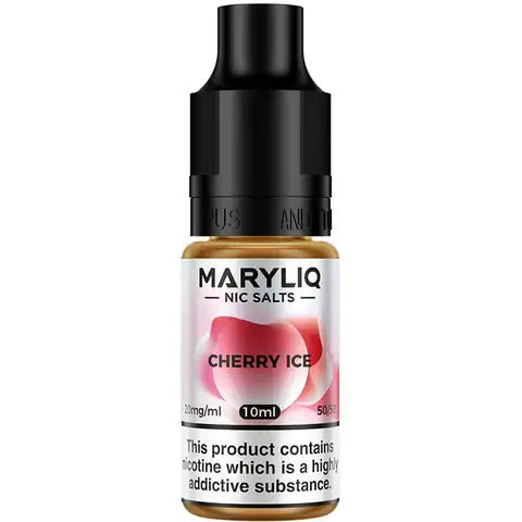 Lost Mary MaryLiq Cherry Ice Nic Salt E-Liquids on white background.