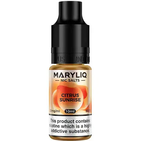 Lost Mary MaryLiq Citrus Sunrise Nic Salt E-Liquids on white background.