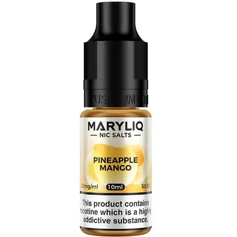 Lost Mary MaryLiq Pineapple Mango Nic Salt E-Liquids on white background.