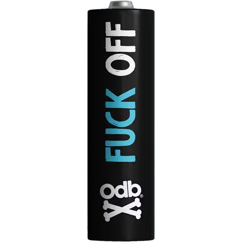 odb wraps fuck off design on an 18650 battery on a clear background