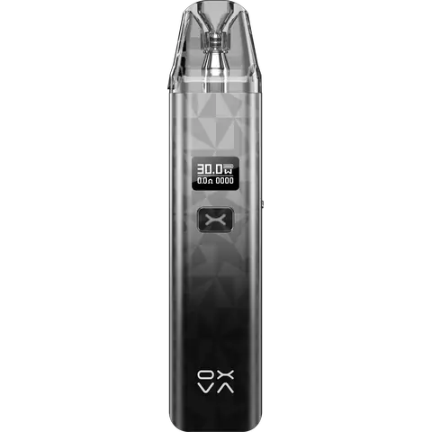 oxva xlim classic edition pod vape kit black silver on clear background