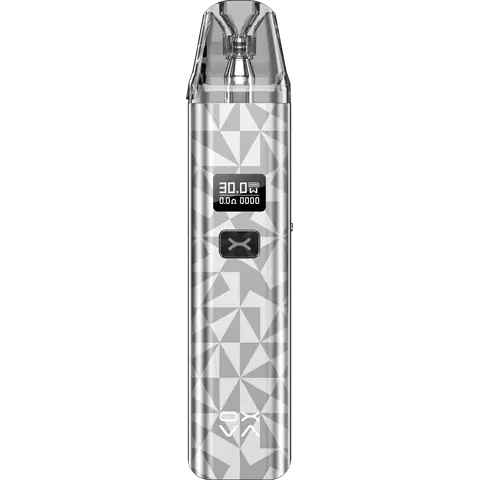 oxva xlim classic edition pod vape kit silver on clear background