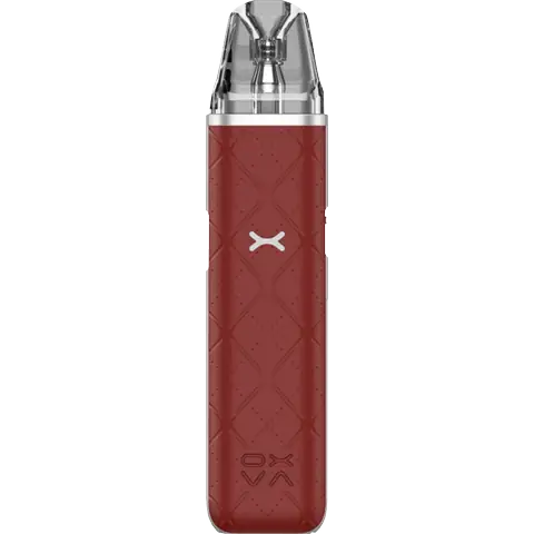 oxva xlim go pod vape kit in red colour on clear background