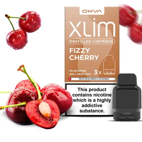 Oxva Xlim Prefilled Fizzy Cherry Pod Cartridge on a white background.