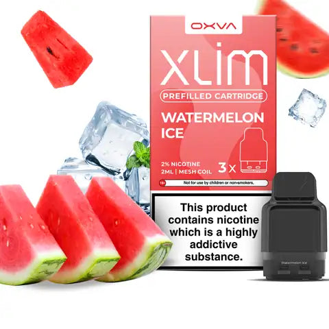 Oxva Xlim Prefilled Watermelon Ice Pod Cartridge on a white background.