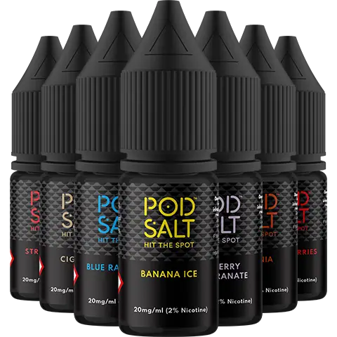Pod Salt Core 10ml Nic Salts All Flavour On Clear Background