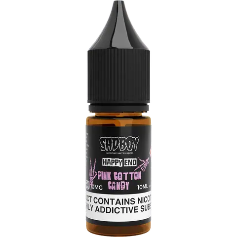 sadboy 10ml pink cotton candy nic salts 10mg bottle on a clear background