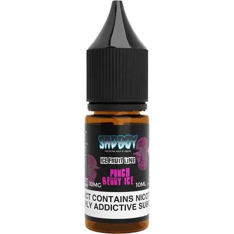 sadboy 10ml punch berry ice nic salts 10mg bottle on a clear background