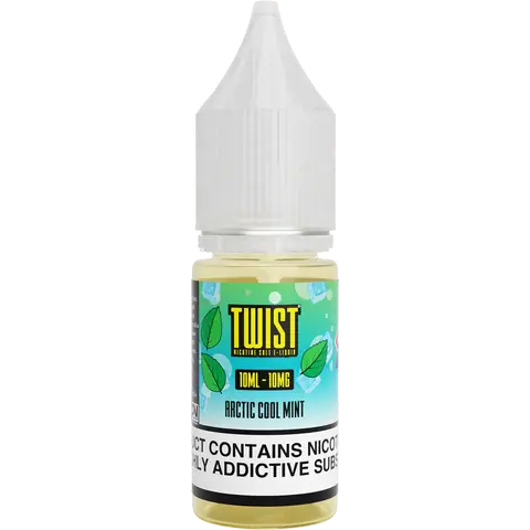 twist 10ml arctic cool mint nic salts 10mg bottle on a clear background