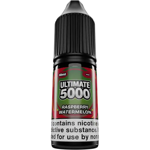 Ultimate 5000 Nic Salts 10ml Raspberry Watermelon Clear Background