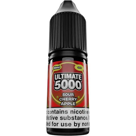 Ultimate 5000 Nic Salts 10ml Sour Cherry Apple Clear Background