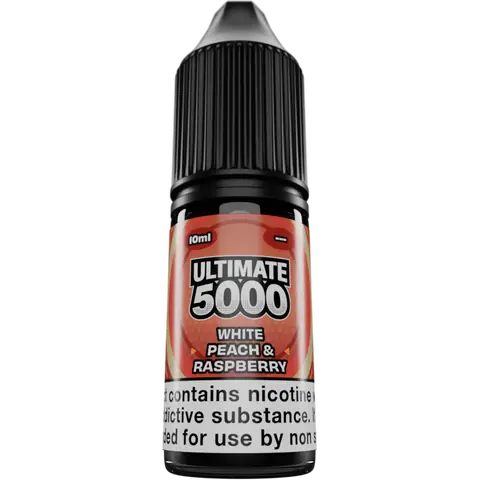 Ultimate 5000 Nic Salts 10ml White Peach Raspberry Clear Background
