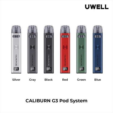 Uwell Caliburn G3 Pod Vape Kit All Colours On White Background