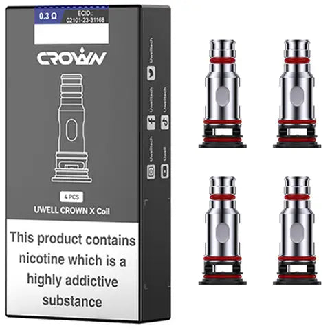 Uwell Crown X Replacement Coils 0.3 ohm White Background