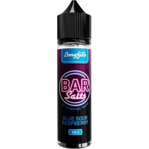 vampire vape bar salts blue sour raspberry longfill bottle on clear background