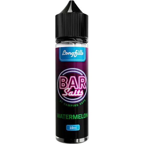 vampire vape bar salts watermelon longfill bottle on clear background