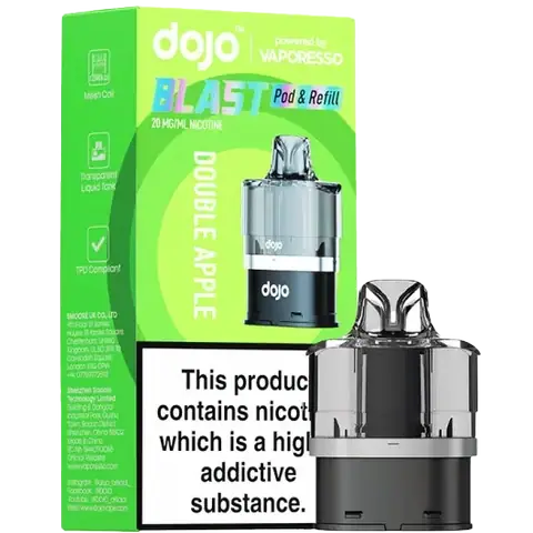 vaporesso dojo blast 6000 replacement pod flavour double apple on clear background