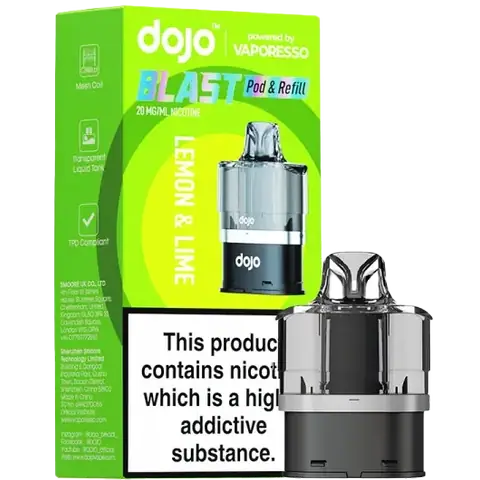 vaporesso dojo blast 6000 replacement pod flavour lemon lime on clear background