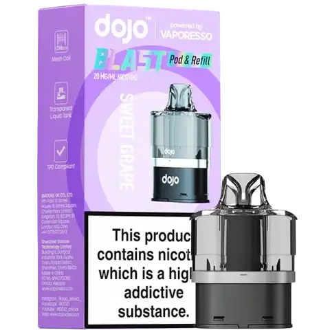 vaporesso dojo blast 6000 replacement pod flavour sweet grape on clear background