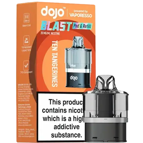 vaporesso dojo blast 6000 replacement pod flavour tea tangerines on clear background