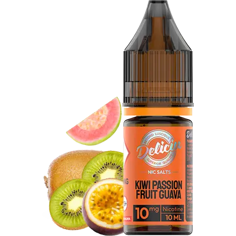 vaporesso deliciu bar juice kiwi passion fruit guava nic salt on clear background