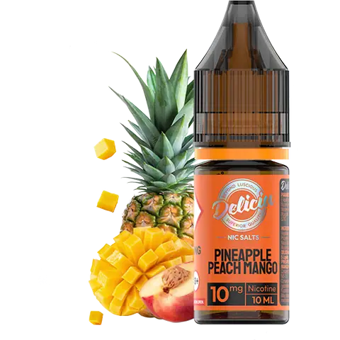 vaporesso deliciu bar juice pineapple peach mango nic salt on clear background