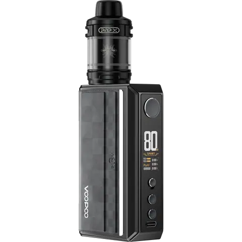 voopoo drag 5 vape mod kit black on clear background