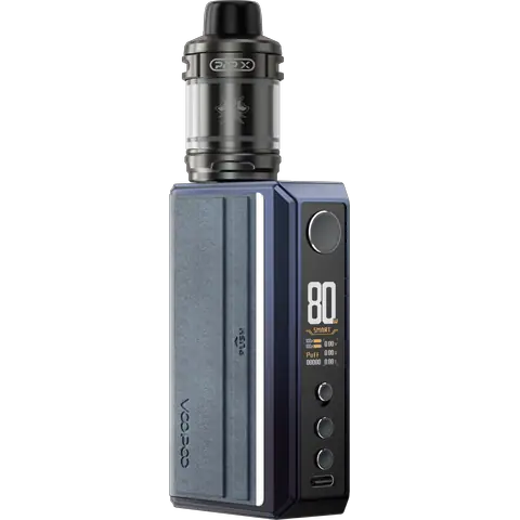 voopoo drag 5 vape mod kit gradient blue on clear background