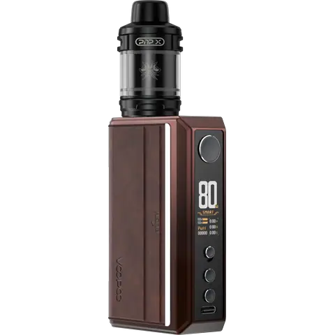 voopoo drag 5 vape mod kit gradient brown on clear background