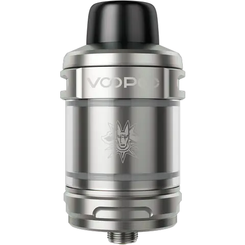 voopoo uforce x subohm tank 2ml on colour stainless steel on a clear background