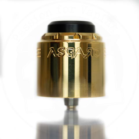 Asgard 30mm RDA by Vaperz Cloud 24k Gold (SS Top Cap) On White Background