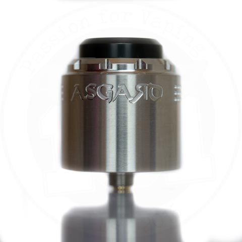Asgard 30mm RDA by Vaperz Cloud Brushed Stainless (SS Top Cap) On White Background