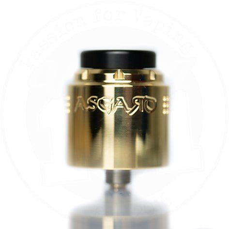 Asgard Mini 25mm RDA By Vaperz Cloud Polished Naval Brass (SS Top Cap) On White Background