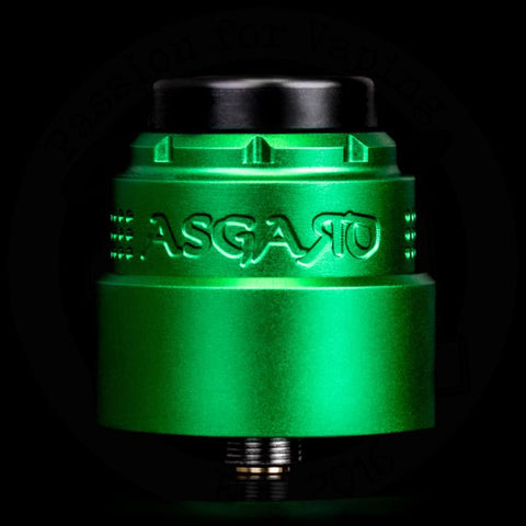 Asgard Mini 25mm RDA By Vaperz Cloud Satin Green (Aluminium Top Cap) On White Background