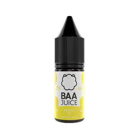 baa juice bar salts 10ml banana ice on white background