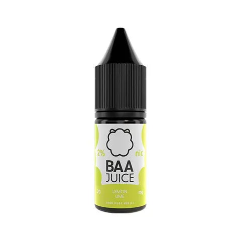 baa juice bar salts 10ml lemon lime on white background