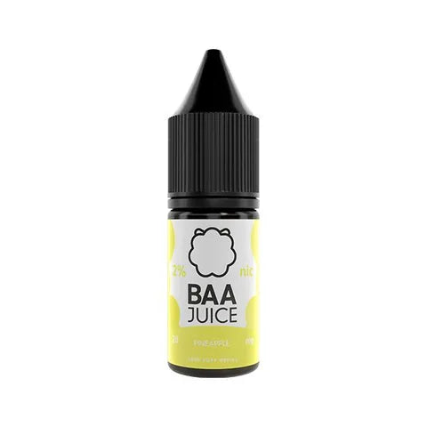baa juice bar salts 10ml pineapple on white background