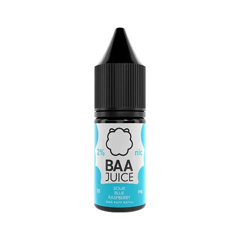 baa juice bar salts 10ml sour blue raspberry on white background