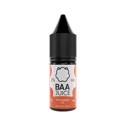 baa juice bar salts 10ml strawberry ice on white background