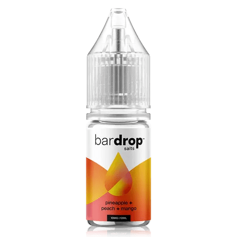 Bar Drop Salts 10ml E-Liquids Pineapple Peach Mango / 10mg On White Background