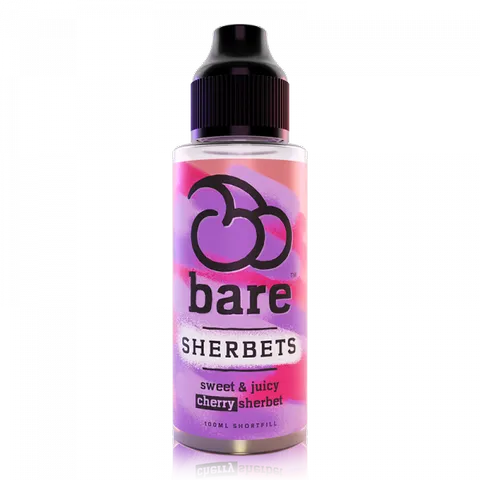 Bare Sherbets 100ml Shortfill E-Liquid Cherry On White Background