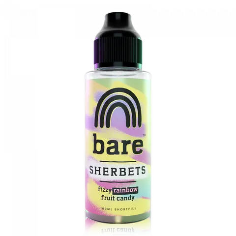 Bare Sherbets 100ml Shortfill E-Liquid Rainbow On White Background
