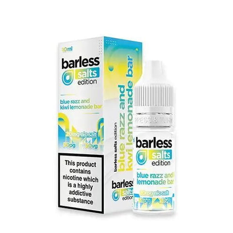 Barless Salts 10ml E-Liquids Blue Razz & Kiwi Lemonade / 10mg On White Background