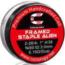 Coilology Hand Crafted Coils Framed Staple Alien 2-26 4-. 4*.1 36 Ni80 0.10Ω Dual 3.0mm ID