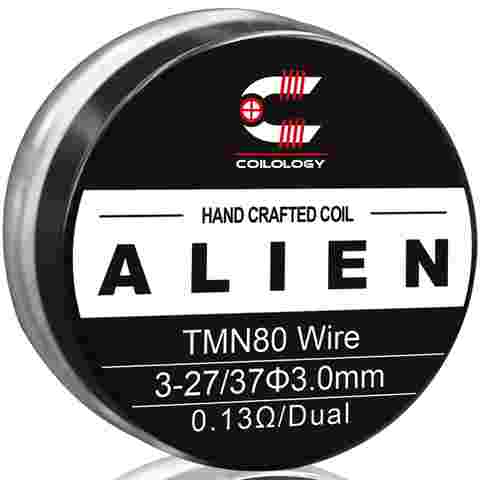 Coilology Hand Crafted Twisted Messes Alien Coil 3-27/37 0.13ohms 3mm ID On White Background