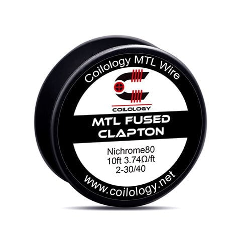 Coilology MTL Wire Spools 10ft MTL Fused Clapton Ni80 On White Background